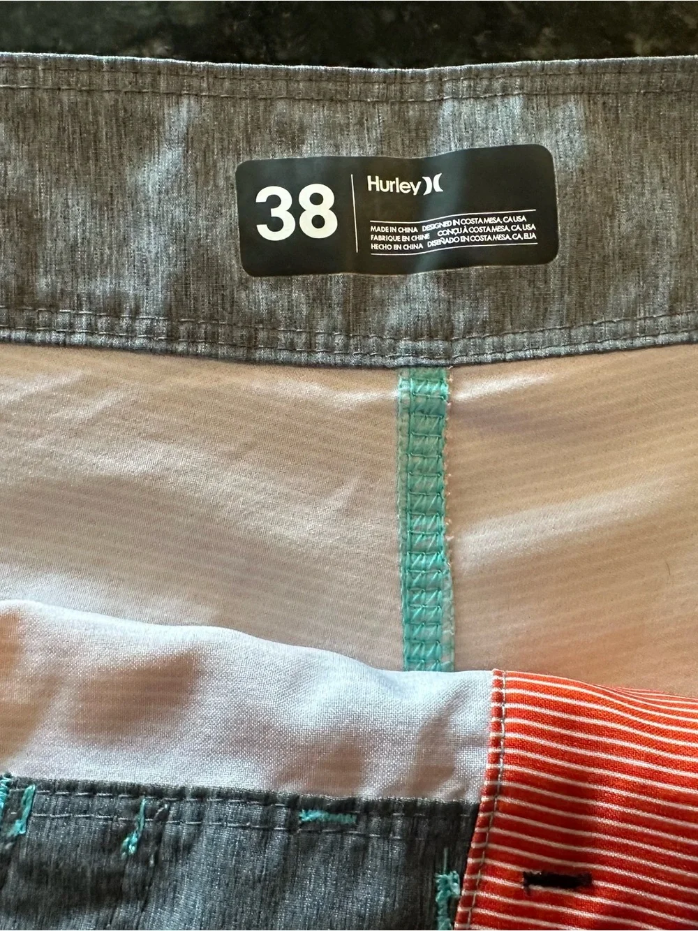 Hurley Men's Gradient Stripe Boardshorts in Teal, Yellow, Orange, Gray